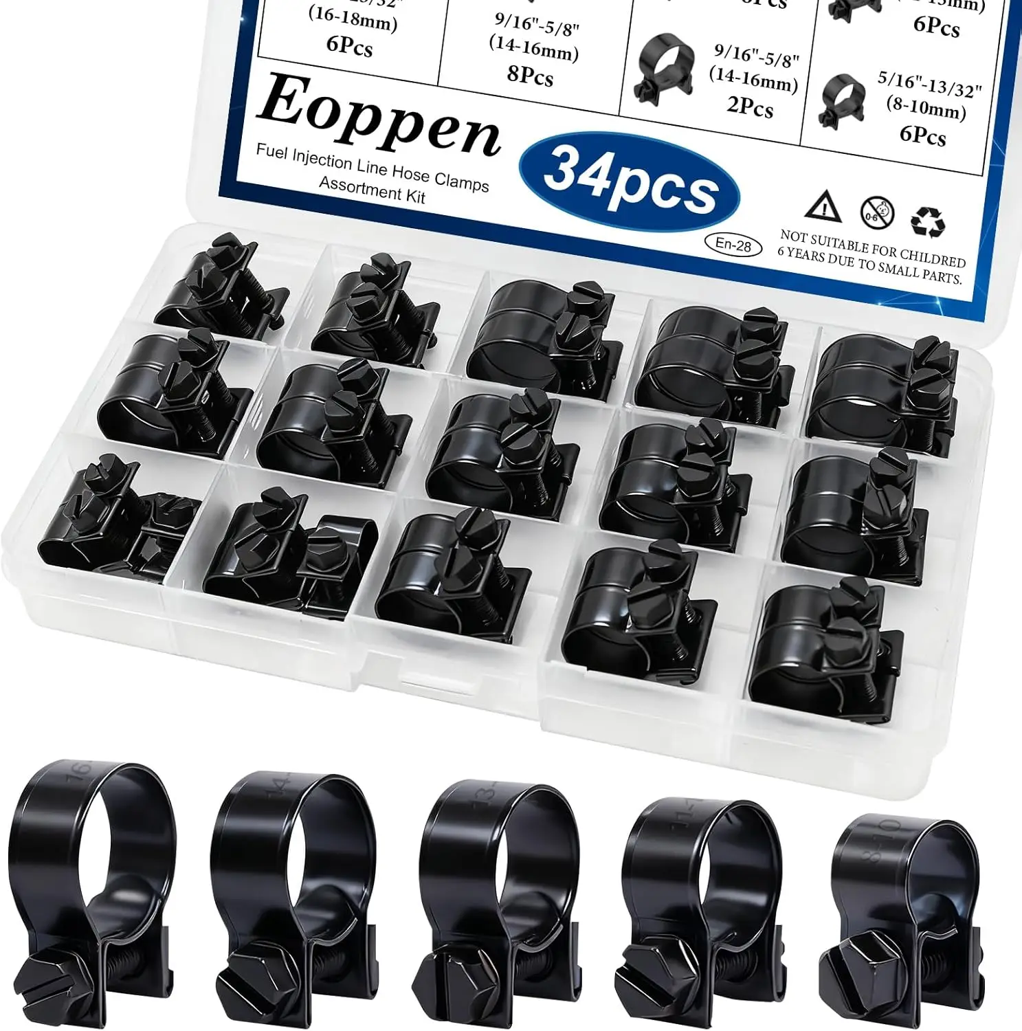 Набор из 34 хомутов для топливных шлангов, 5 размеров (8-18 мм) для дизельных и бензиновых труб, регулируемые черные зажимы
Набор из 34 хомутов для топливных шлангов, 5 размеров (8-18 мм) для дизельных и бензиновых труб, регулируемые черные зажимы
