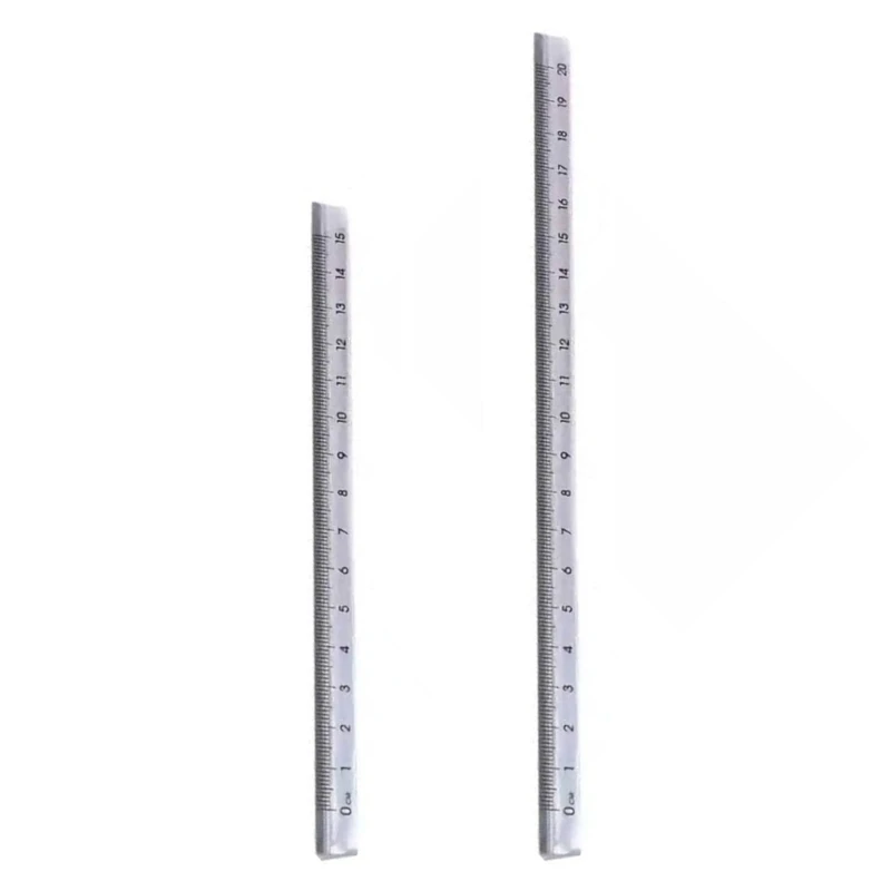 K9FC 2Pcs Clear Plastic Triangular Ruler Measuring Tool Geometry Rulers 15cm 20cm