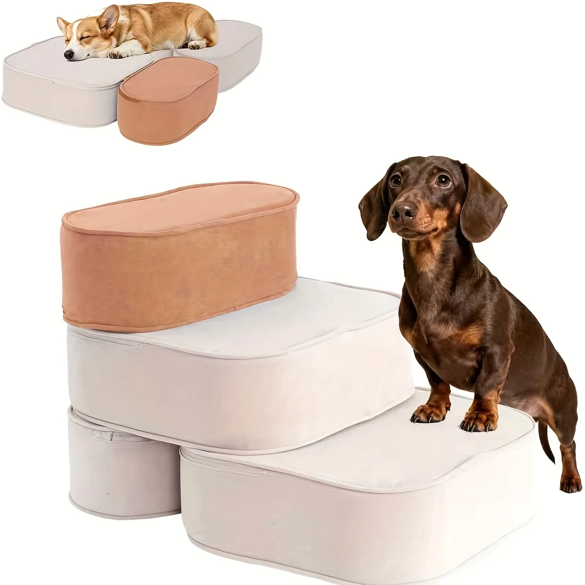 Pet Stairs for High Beds 16" H 3-Step Dog Stairs Non-Slip Balanced Pet Ramp with Anti-Slip Washable Cover and Durable High Density Foam Suitable for Small Dogs Cats or Senior Dogs with Arthritis
Pet Stairs for High Beds 16" H 3-Step Dog Stairs Non-Slip Balanced Pet Ramp with Anti-Slip Washable Cover and Durable High Density Foam Suitable for Small Dogs Cats or Senior Dogs with Arthritis