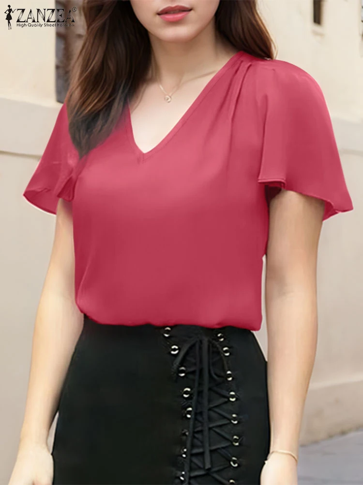 ZANZEA Summer Fashion Women Blouse Elegant Solid Work OL Shirt Female V Neck Short Sleeve Tops Casual Loose Chemise Oversize
ZANZEA Summer Fashion Women Blouse Elegant Solid Work OL Shirt Female V Neck Short Sleeve Tops Casual Loose Chemise Oversize