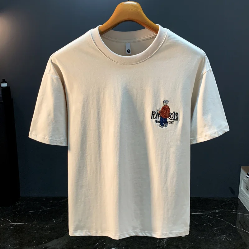 Embroidered printed short sleeved T-shirt for men's summer new style, loose and versatile, casual and breathable men's top
Embroidered printed short sleeved T-shirt for men's summer new style, loose and versatile, casual and breathable men's top