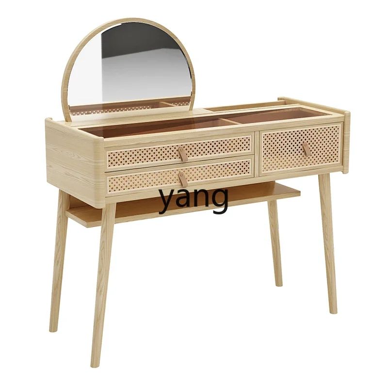 LMM rattan dresser integrated solid wood bedroom simple modern small apartment makeup table log
LMM rattan dresser integrated solid wood bedroom simple modern small apartment makeup table log