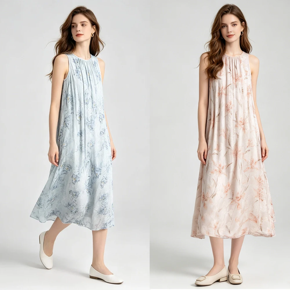 Heavy Industry Cutting Fresh Blue Natural Mulberry Silk Extended Women's Casual Breathable Summer Vest Evening Dress
Heavy Industry Cutting Fresh Blue Natural Mulberry Silk Extended Women's Casual Breathable Summer Vest Evening Dress