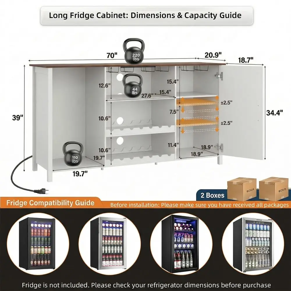 70 Large Coffee Bar Cabinet with Fridge Space amp Power Outlet, Mini Fridge Cabinet with Storage, Liquor Cabinet with Wine Rack
70 Large Coffee Bar Cabinet with Fridge Space amp Power Outlet, Mini Fridge Cabinet with Storage, Liquor Cabinet with Wine Rack