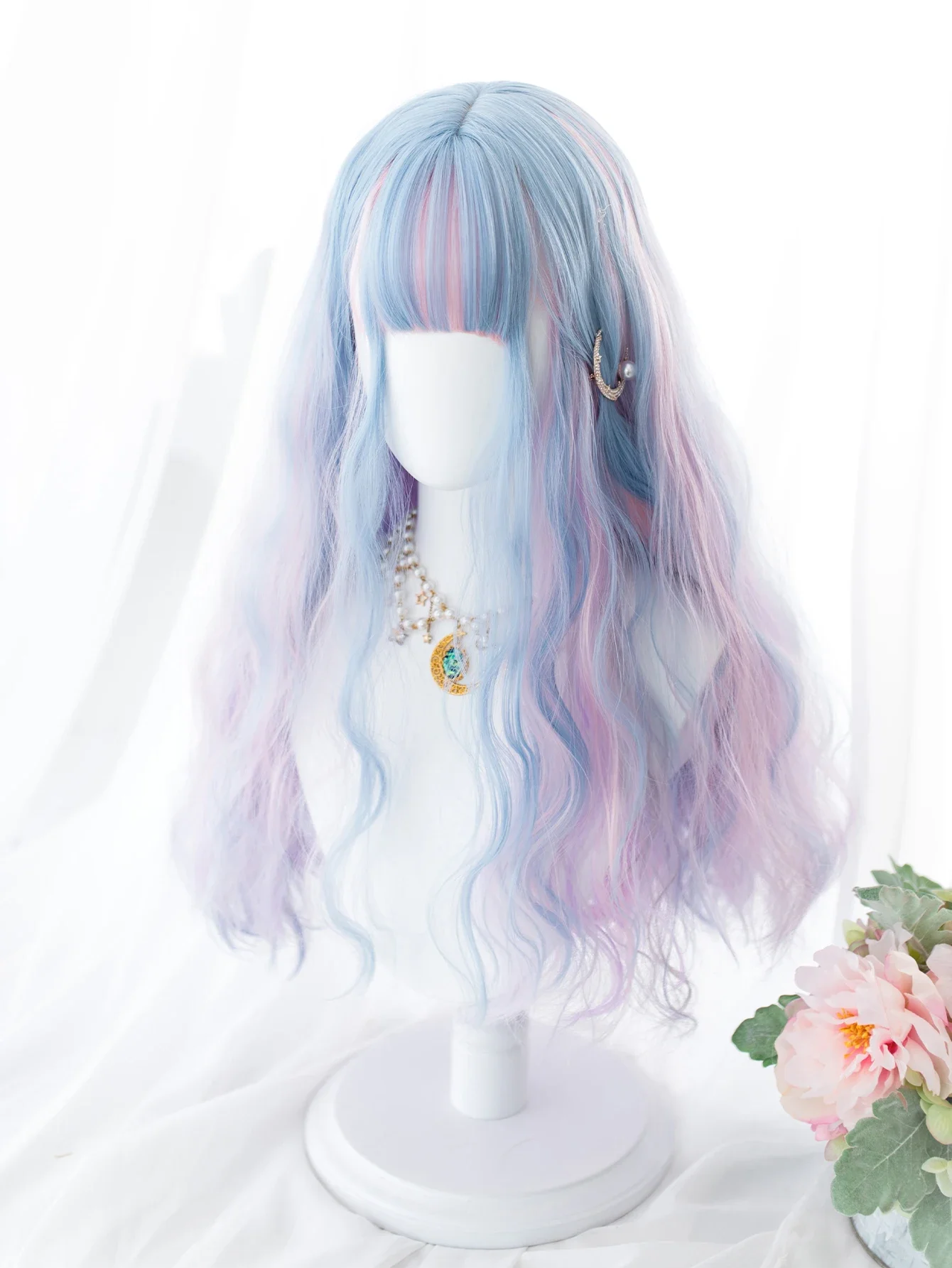 26Inch Blue Pink Purple Trichromatic Color Synthetic Bang Long Natural Wavy Hair Women Cosplay Heat Resistant Wigs
26Inch Blue Pink Purple Trichromatic Color Synthetic Bang Long Natural Wavy Hair Women Cosplay Heat Resistant Wigs