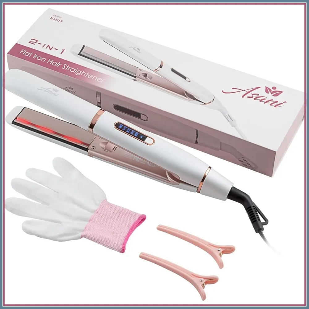2-in-1 Flat Iron and Curler, Negative Ion Anti-Frizz Ceramic, 5 Heat Settings, Fast Heating Styling Tool
2-in-1 Flat Iron and Curler, Negative Ion Anti-Frizz Ceramic, 5 Heat Settings, Fast Heating Styling Tool
