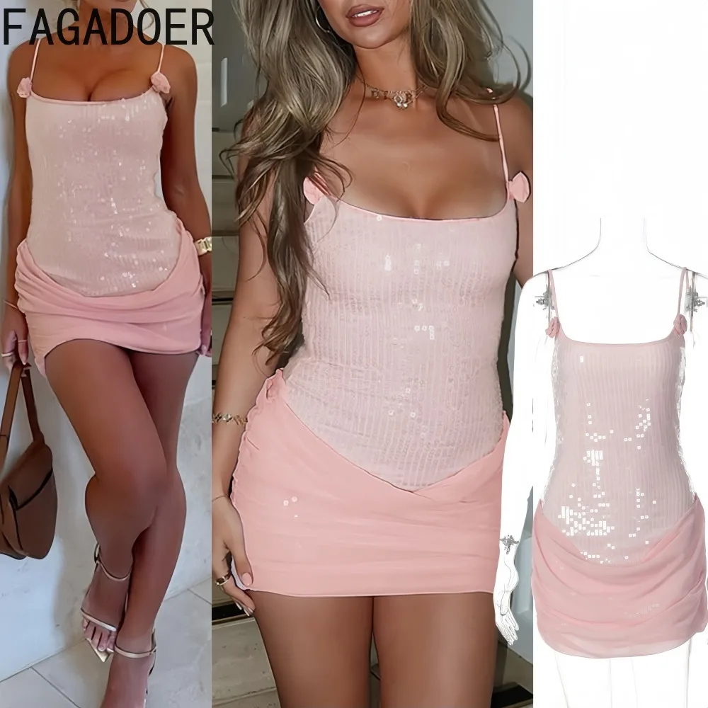 FAGADOER Sexy Sequin Patchwork Bodycon Dresses Woman Spaghetti Strap Sleeveless Backless Dress Female Party Clubwear Vestidos
FAGADOER Sexy Sequin Patchwork Bodycon Dresses Woman Spaghetti Strap Sleeveless Backless Dress Female Party Clubwear Vestidos