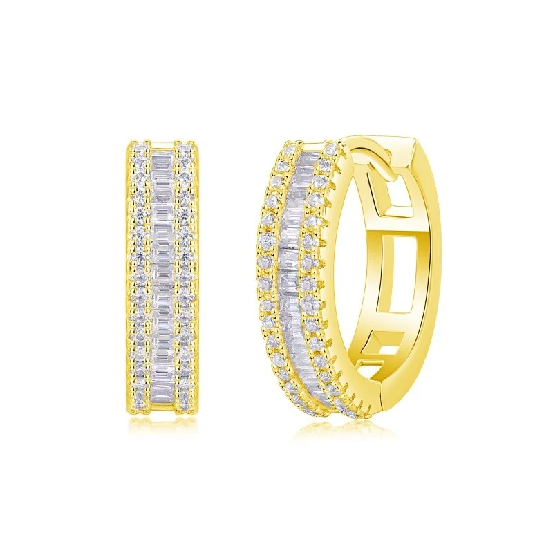 925 Silver Baguette Cut Moissanite Hoop Earrings 18k Gold Plated Fine Jewelry Iced Diamond Huggie Earrings Pass Tester Wholesale
925 Silver Baguette Cut Moissanite Hoop Earrings 18k Gold Plated Fine Jewelry Iced Diamond Huggie Earrings Pass Tester Wholesale