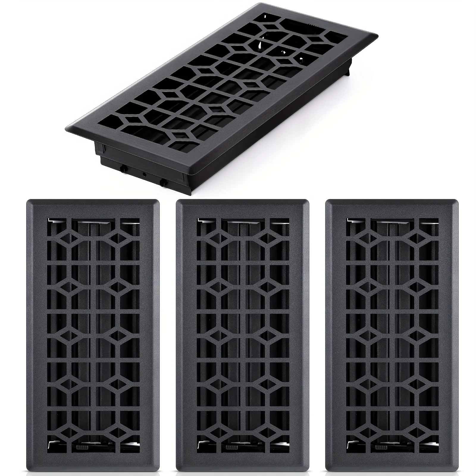 4pcs Heavy-Duty Metal Floor Ventilation Cover 4x10 Inches - Adjustable Airflow System with Walkable Design, Large Capacity Airflow Grille, Rust-Proof Black Finish & Decorative Pattern for Home, Office, - Easy Installation
4pcs Heavy-Duty Metal Floor Ventilation Cover 4x10 Inches - Adjustable Airflow System with Walkable Design, Large Capacity Airflow Grille, Rust-Proof Black Finish & Decorative Pattern for Home, Office, - Easy Installation