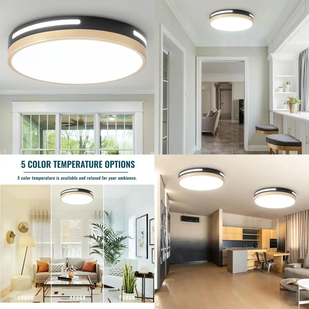 Black and Gold 24W LED Flush Mount Ceiling Light, 2-Pack, 12 Fixture, 5CCT for Kitchen, Bathroom, Living Room
Black and Gold 24W LED Flush Mount Ceiling Light, 2-Pack, 12 Fixture, 5CCT for Kitchen, Bathroom, Living Room