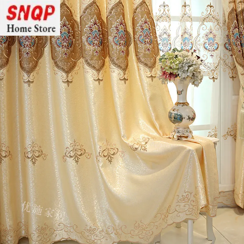 European embroidered curtain for living room luxury bedroom dining room yellow jacquard blackout villa custom window kitchen
European embroidered curtain for living room luxury bedroom dining room yellow jacquard blackout villa custom window kitchen