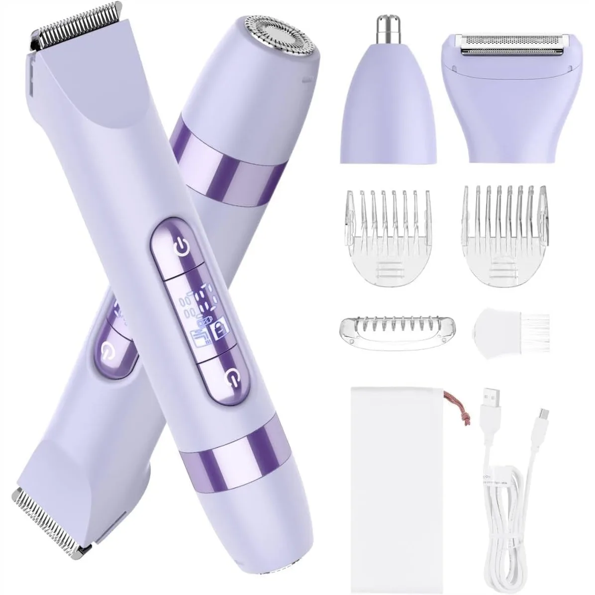 Women's Electric Razor 4-in-1, Dual-Head Body Hair Trimmer with USB Rechargeable for Legs, Armpits, Face, Bikini, Purple
Women's Electric Razor 4-in-1, Dual-Head Body Hair Trimmer with USB Rechargeable for Legs, Armpits, Face, Bikini, Purple