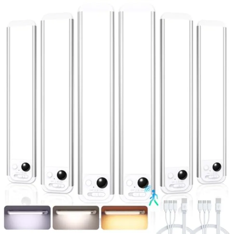 8.5" Under Cabinet Lighting 6 Pack 3 Colors Motion Sensor Light Indoor 48 LED Rechargeable Closet Lights Dimmable Under Counter
8.5" Under Cabinet Lighting 6 Pack 3 Colors Motion Sensor Light Indoor 48 LED Rechargeable Closet Lights Dimmable Under Counter