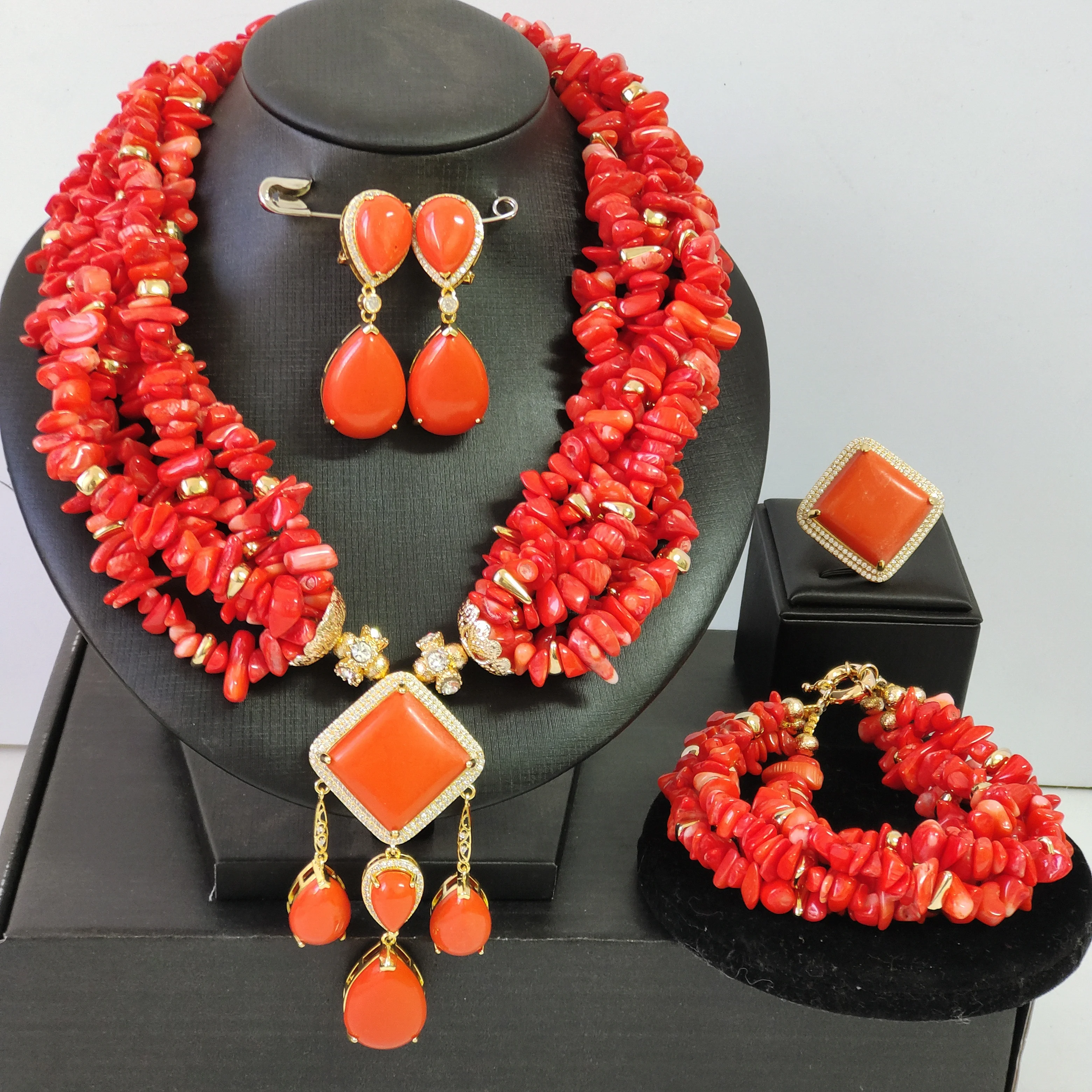 Nigerian Wedding Jewelry Orange Coral Beaded Necklace Sets for Bride Real Original
Nigerian Wedding Jewelry Orange Coral Beaded Necklace Sets for Bride Real Original