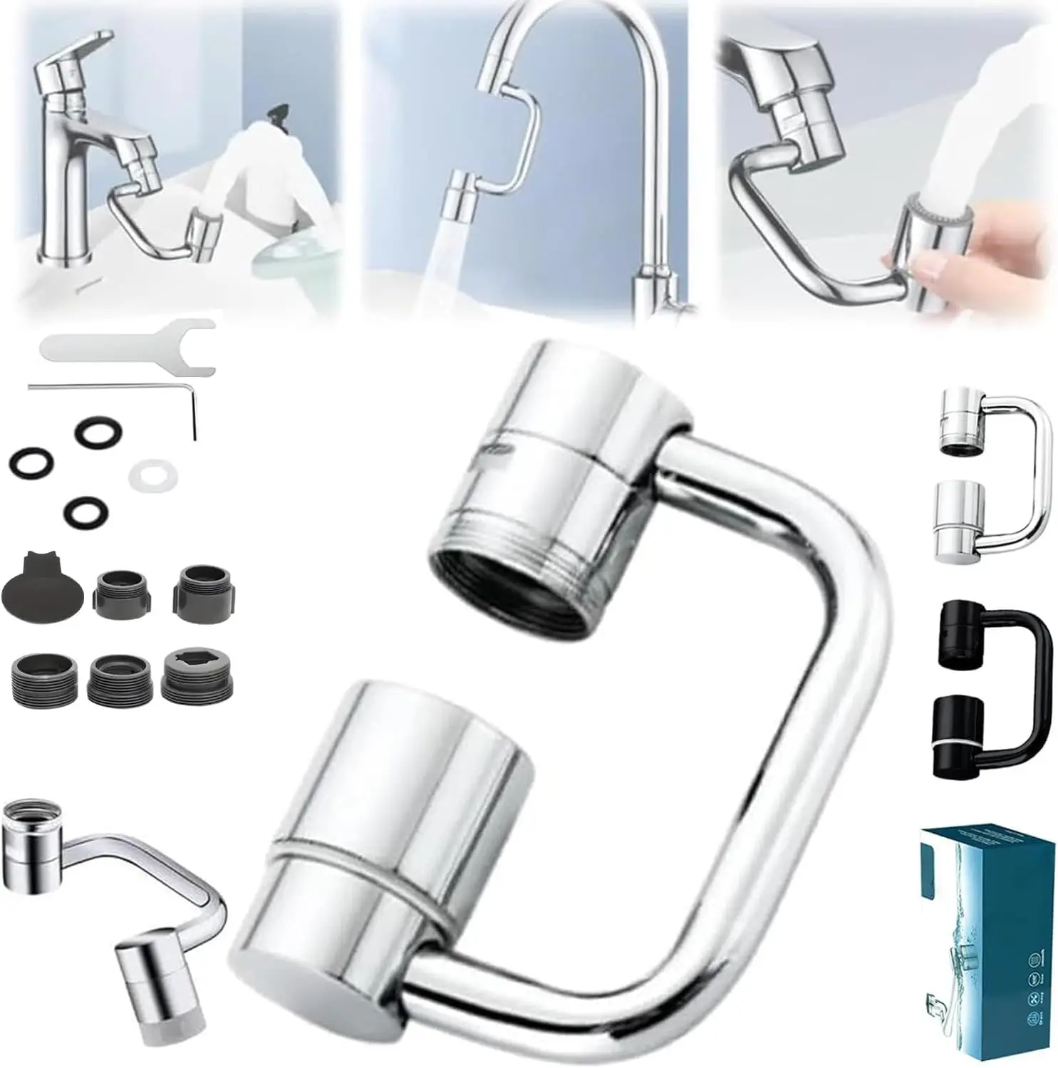 1080° Rotating Sink Faucet Extender with Dual Water Modes for Kitchen Bathroom, 4-Joint Design, Splash Reduction, Brass Build
1080° Rotating Sink Faucet Extender with Dual Water Modes for Kitchen Bathroom, 4-Joint Design, Splash Reduction, Brass Build