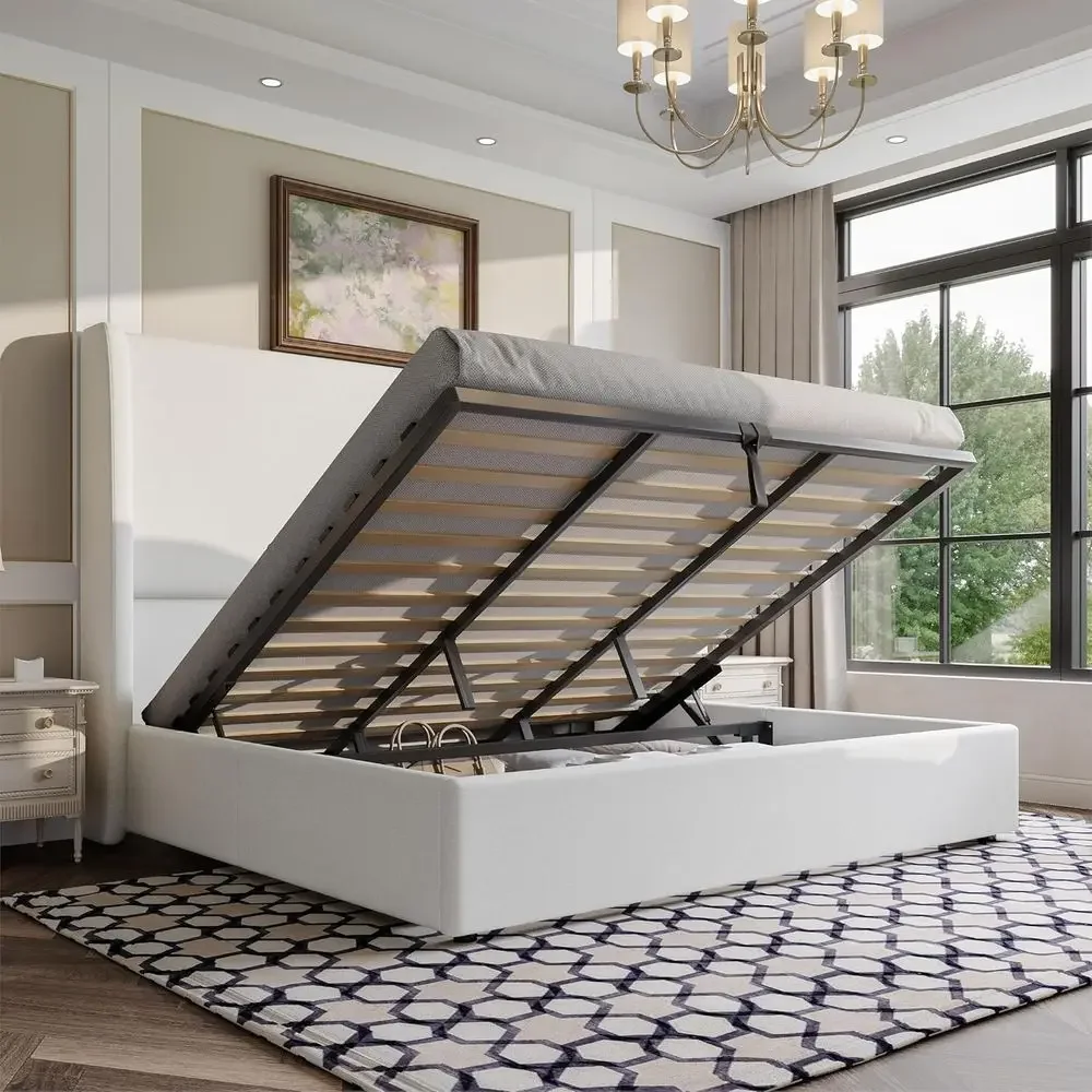 AMERLIE Lit Up Storage Bed King Size Linen Upholstered Platorm Bed e, Hydraulic Storage,ern Wingback board, No Box Spring Needed
AMERLIE Lit Up Storage Bed King Size Linen Upholstered Platorm Bed e, Hydraulic Storage,ern Wingback board, No Box Spring Needed