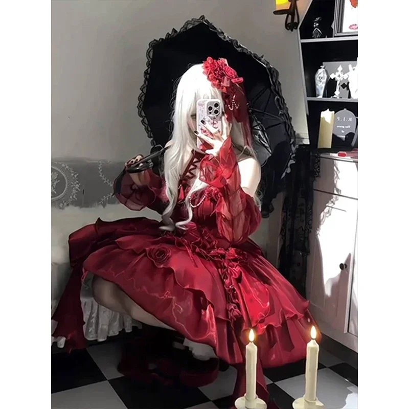 2025 Summer Women's High Waist Slim Pearl Chain Halter Sleeveless Princess Suspender Dress Gothic Mini DressesRed Lolita Dress
2025 Summer Women's High Waist Slim Pearl Chain Halter Sleeveless Princess Suspender Dress Gothic Mini DressesRed Lolita Dress