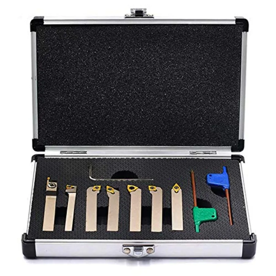 OSCARBIDE 1/4 inch Shank Indexable Lathe Tool Holder Set 7 PieceNickel Plated CNC Tools Heavy-Duty Metal Turning Grooving Threa
OSCARBIDE 1/4 inch Shank Indexable Lathe Tool Holder Set 7 PieceNickel Plated CNC Tools Heavy-Duty Metal Turning Grooving Threa