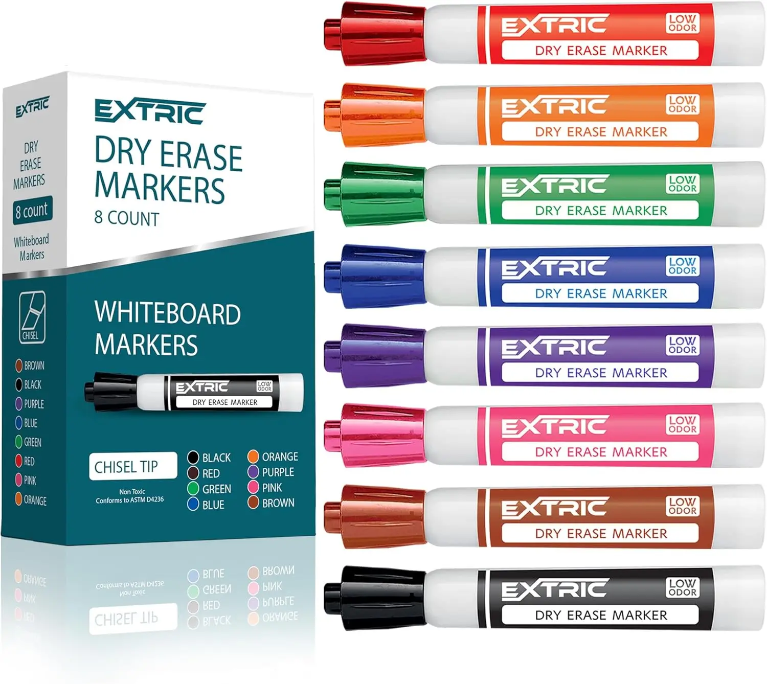Dry Erase Markers Chisel Tip, 8 Pack Assorted Colors, Low Odor Whiteboard Markers for Classroom
Dry Erase Markers Chisel Tip, 8 Pack Assorted Colors, Low Odor Whiteboard Markers for Classroom