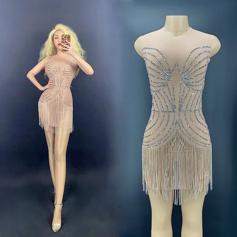 Birthday Sexy Lady Dazzling Diamond Tassel Hot Club Dress Fashion Elegant Gala Dress Sleeveless Fans Dresses Woman Elegant Party
Birthday Sexy Lady Dazzling Diamond Tassel Hot Club Dress Fashion Elegant Gala Dress Sleeveless Fans Dresses Woman Elegant Party
