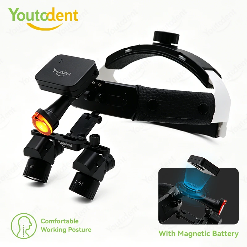 Dental Loupes with Light 4X-6X Dental Head Magnifier 5W ENT Headlight Dual Batteries Dental Magnifying Glass Surgical Headlight
Dental Loupes with Light 4X-6X Dental Head Magnifier 5W ENT Headlight Dual Batteries Dental Magnifying Glass Surgical Headlight
