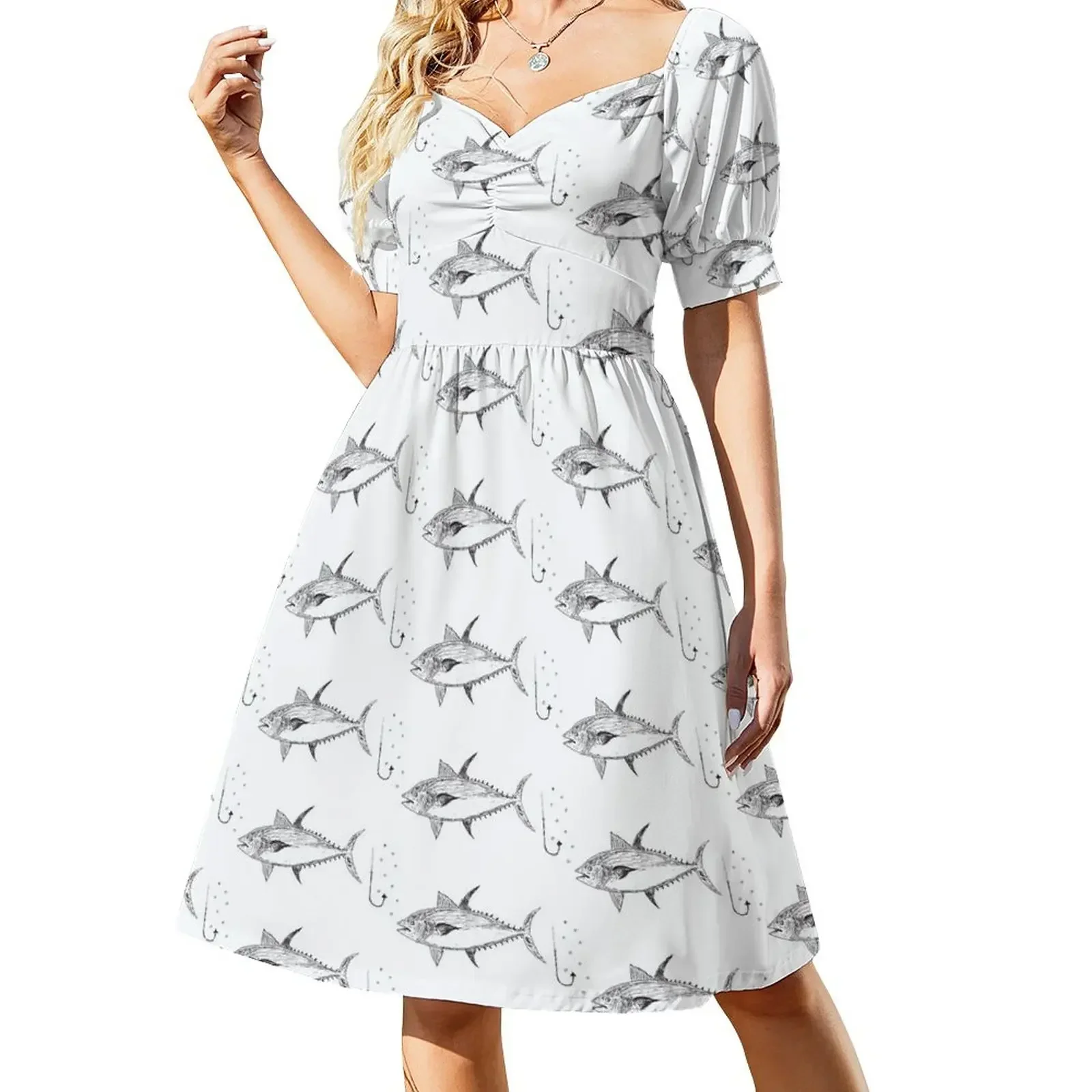 Fish and Hook Short-Sleeved Dress Summer skirt Woman clothing Aesthetic clothing Dress
Fish and Hook Short-Sleeved Dress Summer skirt Woman clothing Aesthetic clothing Dress
