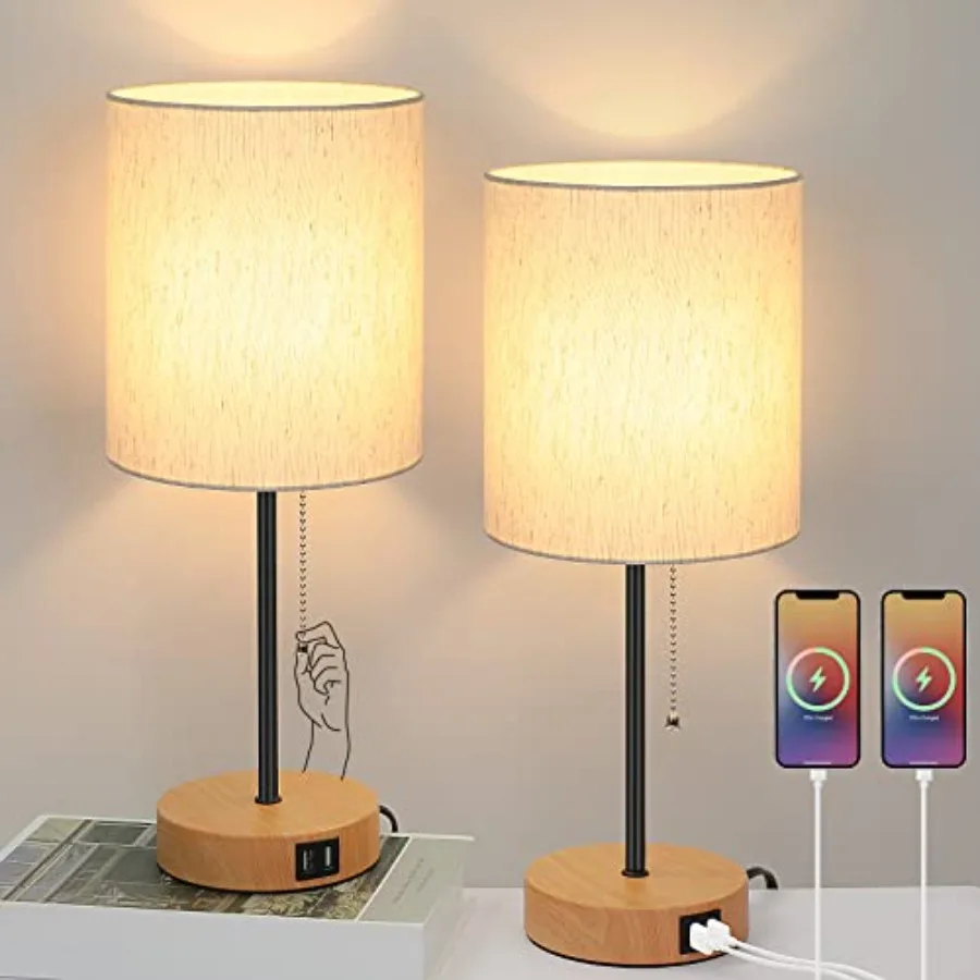 Table Lamps Set of 2 with USB Charging Ports, Bedside Lamps with AC Outlet, Nightstand Lamps with Pull Chain Switch, Minimalist
Table Lamps Set of 2 with USB Charging Ports, Bedside Lamps with AC Outlet, Nightstand Lamps with Pull Chain Switch, Minimalist
