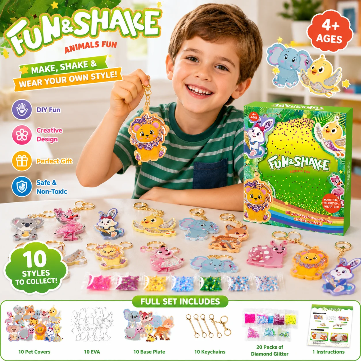 Arts And Crafts - Make Your Own Keychains|DIY Diamond Painting Stickers|FUN & SHAKE DIY Glitter animal Keychain Kit for Girls and boys|Arts and Crafts Set with Sequins, Cute Shaker Charms|Creative Gift for Kids Ages 4-8
Arts And Crafts - Make Your Own Keychains|DIY Diamond Painting Stickers|FUN & SHAKE DIY Glitter animal Keychain Kit for Girls and boys|Arts and Crafts Set with Sequins, Cute Shaker Charms|Creative Gift for Kids Ages 4-8