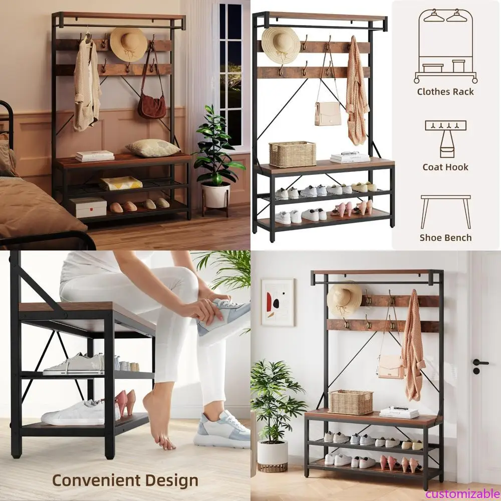 Coat Rack and Shoe Storage Bench with Large Capacity and Wood-Like Finish
Coat Rack and Shoe Storage Bench with Large Capacity and Wood-Like Finish