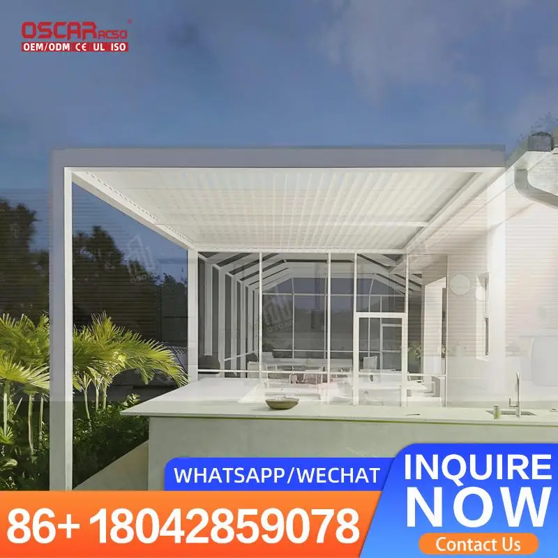 Aluminium Motorised Retractable Louvered Roof System with Lights for Outdoor Lounge Bar Pavilion Pergola
Aluminium Motorised Retractable Louvered Roof System with Lights for Outdoor Lounge Bar Pavilion Pergola