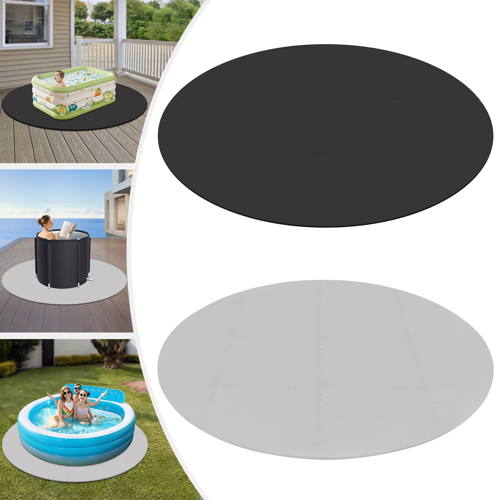Pool Ground Pad Hot Tub Pad Grey/Black 196*196*1.2cm EVA Pool Liner Pad Floor Protection Mat for Outdoor Under Pool Mat
Pool Ground Pad Hot Tub Pad Grey/Black 196*196*1.2cm EVA Pool Liner Pad Floor Protection Mat for Outdoor Under Pool Mat