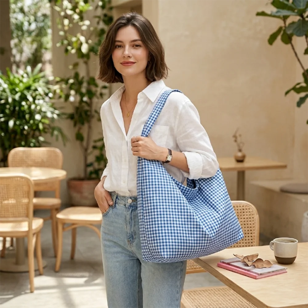 Large Capacity Nylon Tote Bag Shoulder Bag Casual Underarm Bag Plaid Women Handbag Fashion Daily Storage Commute Bag
Large Capacity Nylon Tote Bag Shoulder Bag Casual Underarm Bag Plaid Women Handbag Fashion Daily Storage Commute Bag