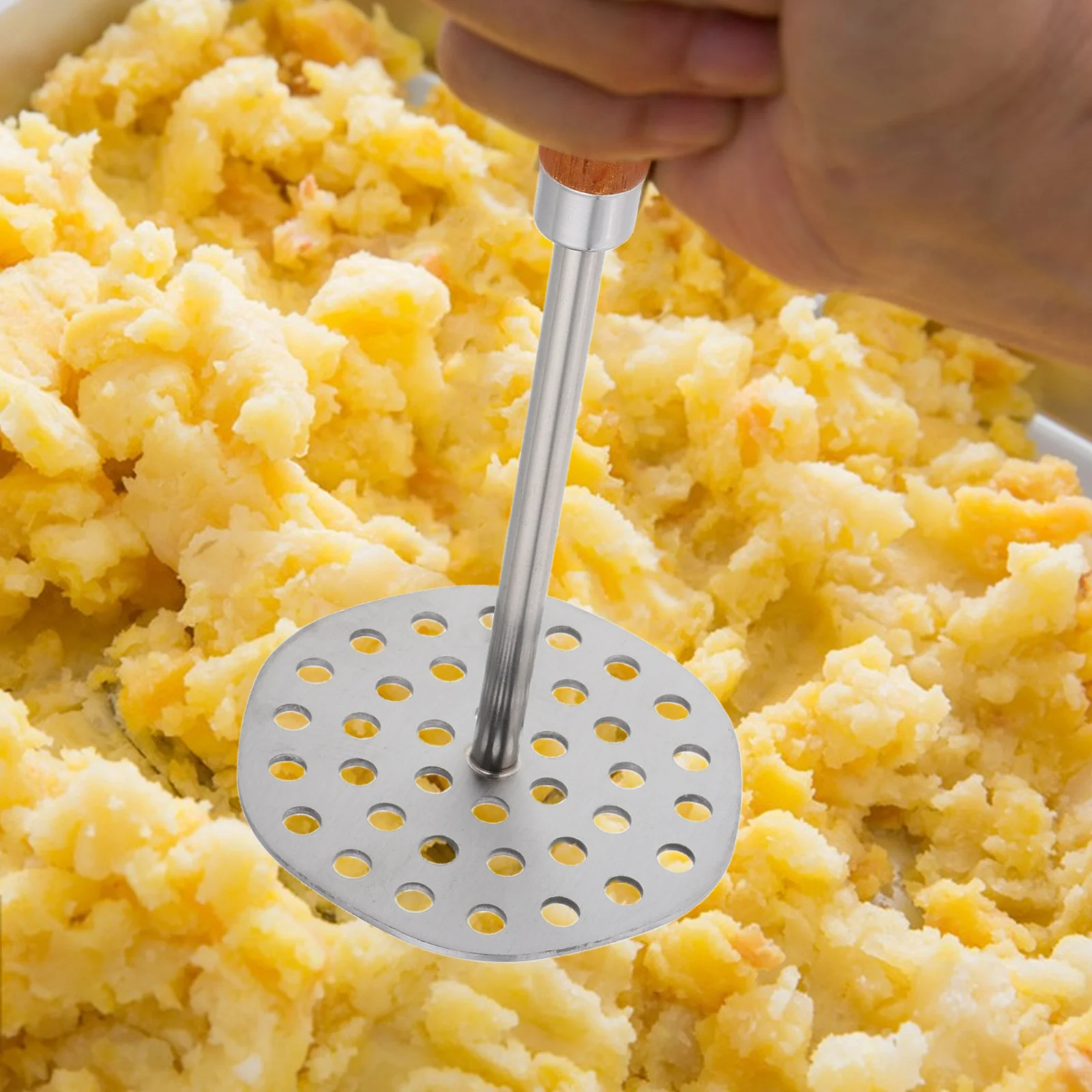 Stainless Steel Potato Masher Heavy Duty Wood Handle Long Handle Kitchen Tool For Mashing Sweet Potatoes Fruits Vegetables
Stainless Steel Potato Masher Heavy Duty Wood Handle Long Handle Kitchen Tool For Mashing Sweet Potatoes Fruits Vegetables