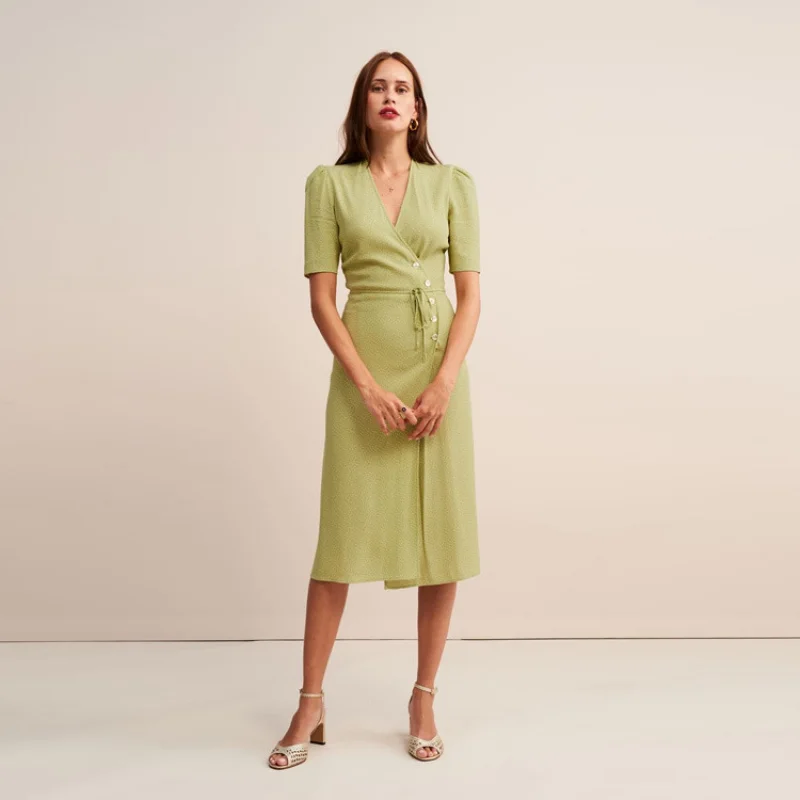 Spot Goods114Button Tea Dress Wrap Dress Summer New French Retro European and American Women's Fashion
Spot Goods114Button Tea Dress Wrap Dress Summer New French Retro European and American Women's Fashion