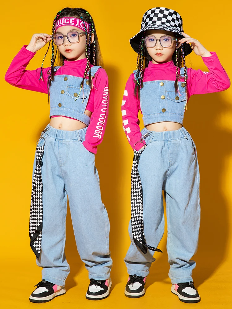 Modern Jazz Dance Costume Kids Hip Hop Performance Clothes Denim Vest Pants Navel Tops Kpop Outfit Group Show Rave Wear BL9314
Modern Jazz Dance Costume Kids Hip Hop Performance Clothes Denim Vest Pants Navel Tops Kpop Outfit Group Show Rave Wear BL9314