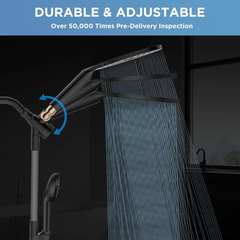 Dual Filtered Rain Shower Head Combo, High Pressure Handheld Shower Head with Adjustable Bar
Dual Filtered Rain Shower Head Combo, High Pressure Handheld Shower Head with Adjustable Bar