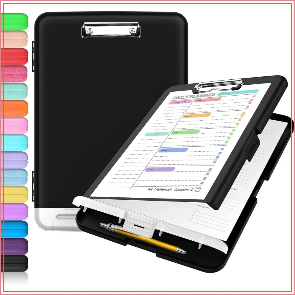 Clipboard with Storage, 8.5x11 Pen Holder, Plastic Organizer Case for Letter/A4 Paper, Low Profile Clip, Office Supplies
Clipboard with Storage, 8.5x11 Pen Holder, Plastic Organizer Case for Letter/A4 Paper, Low Profile Clip, Office Supplies