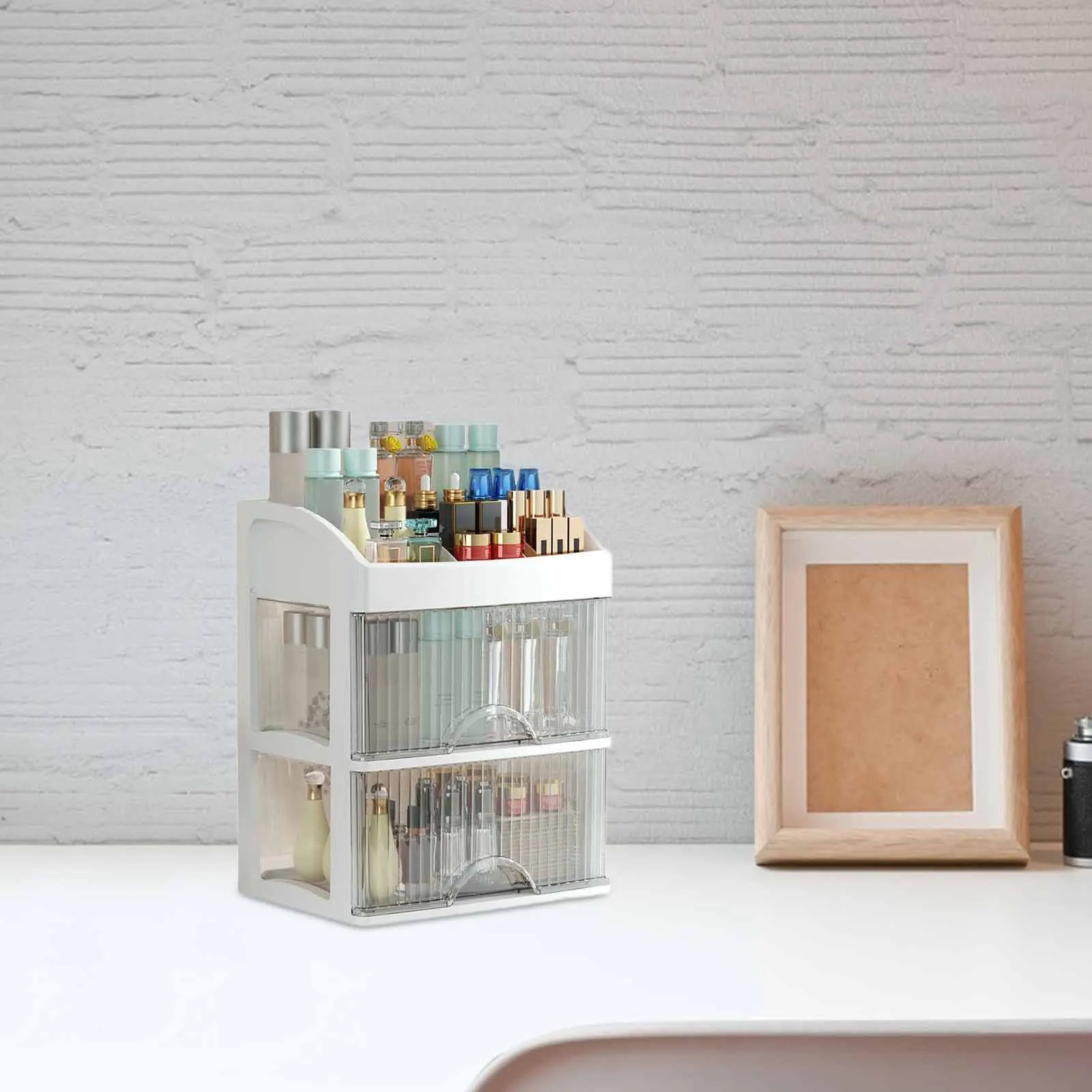 1pcs 2-Tier Drawer Cabinet For Desk Makeup Vanity Bathroom Counter Office Supplies Skincare Storage Plastic Desktop
1pcs 2-Tier Drawer Cabinet For Desk Makeup Vanity Bathroom Counter Office Supplies Skincare Storage Plastic Desktop