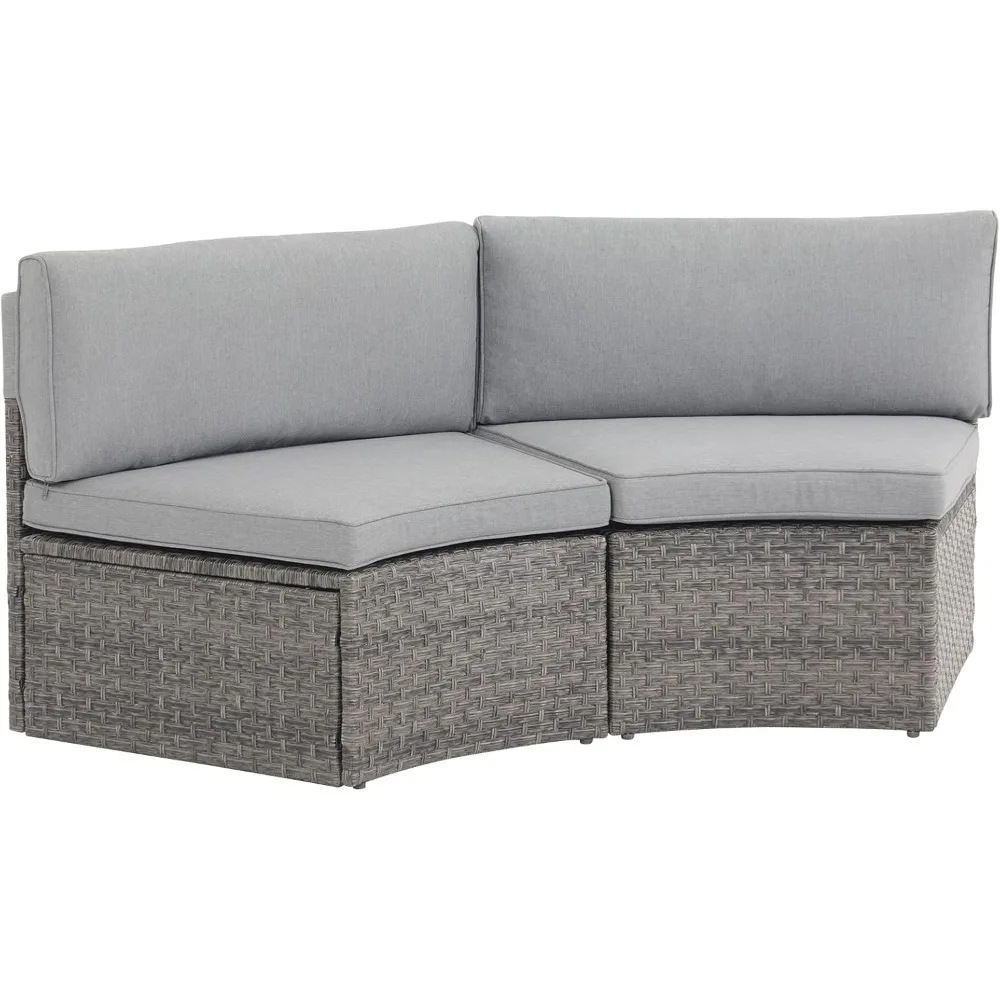 Outdoor 2-Piece Half-Moon Patio Furniture Curved Outdoor Sofa Wicker Sectional Set with Grey Cushions
Outdoor 2-Piece Half-Moon Patio Furniture Curved Outdoor Sofa Wicker Sectional Set with Grey Cushions