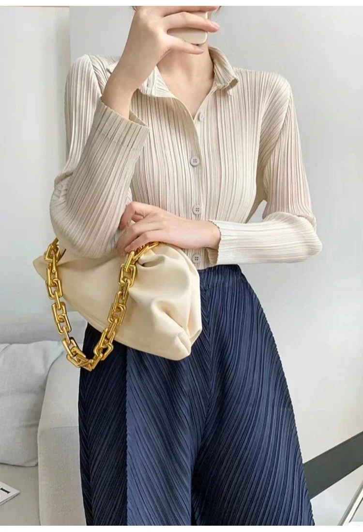 MIA XU Women's Shirt Miyake Pleated Lapel Long Sleeve Shirt Casual Versatile Loose Plus Size Shirt Pleated Cardigan Top 2024 New
MIA XU Women's Shirt Miyake Pleated Lapel Long Sleeve Shirt Casual Versatile Loose Plus Size Shirt Pleated Cardigan Top 2024 New