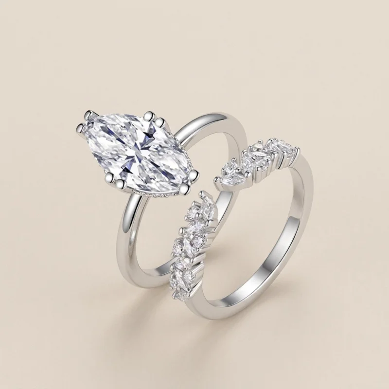 S925Silver-plated gold moissanite marquise layered ring, lab-grown diamond custom jewelry
S925Silver-plated gold moissanite marquise layered ring, lab-grown diamond custom jewelry