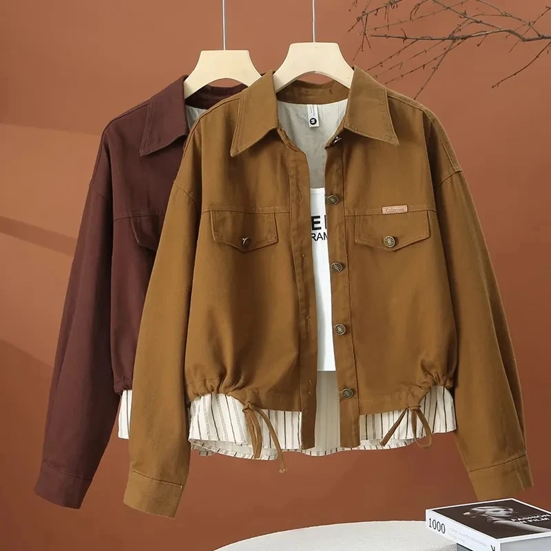 Женская джинсовая куртка из двух предметов с искусственной строчкой, женская весенне-осенняя новая куртка с лацканами, пальто, повседневное однобортное модное пальто
Женская джинсовая куртка из двух предметов с искусственной строчкой, женская весенне-осенняя новая куртка с лацканами, пальто, повседневное однобортное модное пальто