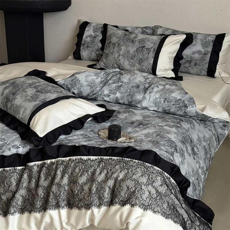 Vintage Jacquard Lace Rose Luxury Bedding Set 1000TC Egyptian Cotton Brushed Duvet Cover Bed Sheet/Fitted Sheet Pillowcases 4Pcs
Vintage Jacquard Lace Rose Luxury Bedding Set 1000TC Egyptian Cotton Brushed Duvet Cover Bed Sheet/Fitted Sheet Pillowcases 4Pcs