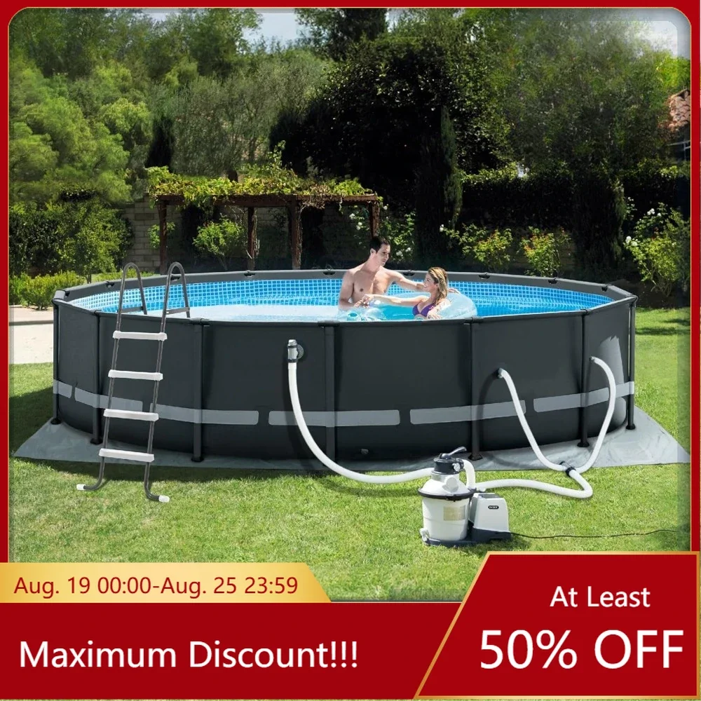 ltra XTR Frame 14' x 42" Round above Ground Outdoor Swimming Pool Set with Sand Filter Pump, Ground Cloth, Ladder,and Pool Cover
ltra XTR Frame 14' x 42" Round above Ground Outdoor Swimming Pool Set with Sand Filter Pump, Ground Cloth, Ladder,and Pool Cover