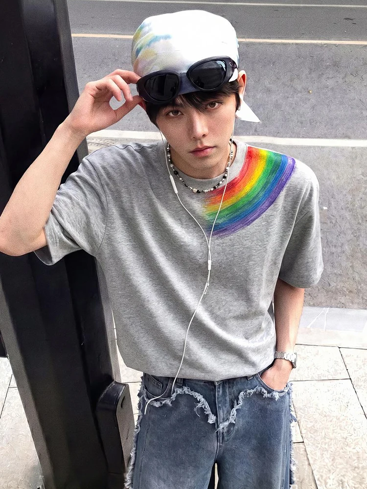 New 2026 Men's Rainbow Graffiti Short Sleeve T-Shirt Casual Loose round Neck Half Sleeve Youthful Breathable Comfortable Tee
New 2026 Men's Rainbow Graffiti Short Sleeve T-Shirt Casual Loose round Neck Half Sleeve Youthful Breathable Comfortable Tee