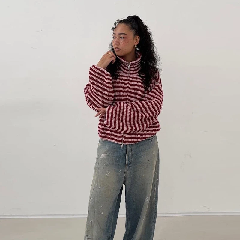 Trendy Cute Stripe Sweater Chic Female Knit Tops Casual Vintage Women Stylish Cardigans
Trendy Cute Stripe Sweater Chic Female Knit Tops Casual Vintage Women Stylish Cardigans