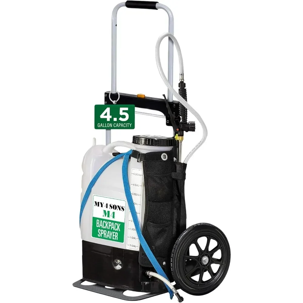 4-Gallon Battery Backpack Sprayer, Cordless Sprayer with 14-Inch Wheels, Spray Pistol, Adjustable Wand, 15ft Hose, Secure Strap
4-Gallon Battery Backpack Sprayer, Cordless Sprayer with 14-Inch Wheels, Spray Pistol, Adjustable Wand, 15ft Hose, Secure Strap