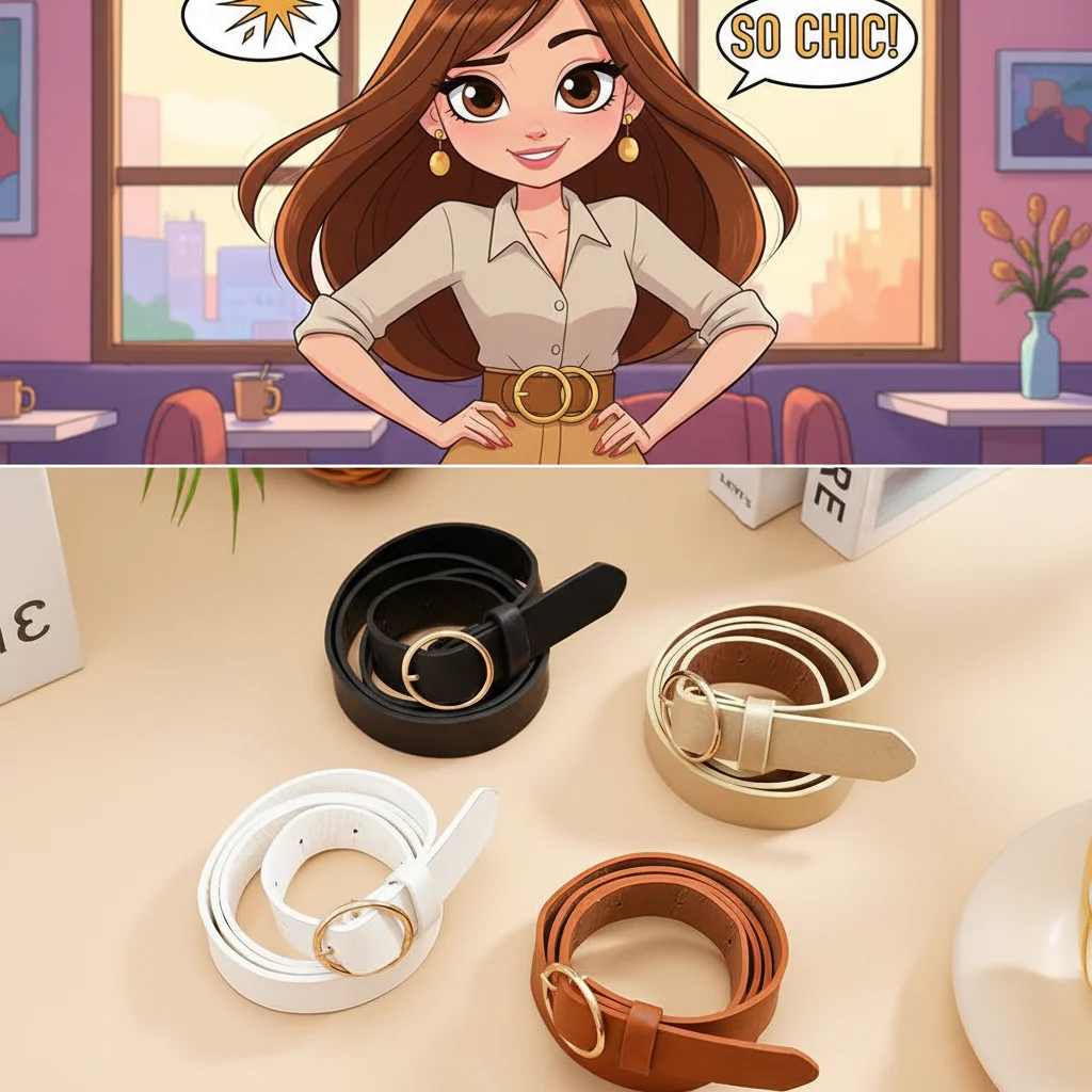 New Women's Belt Fashion Golden Buckle Belt Leisure Personalized Double Round Button PU Leather Belt Paired with Jeans Lady Belt
New Women's Belt Fashion Golden Buckle Belt Leisure Personalized Double Round Button PU Leather Belt Paired with Jeans Lady Belt