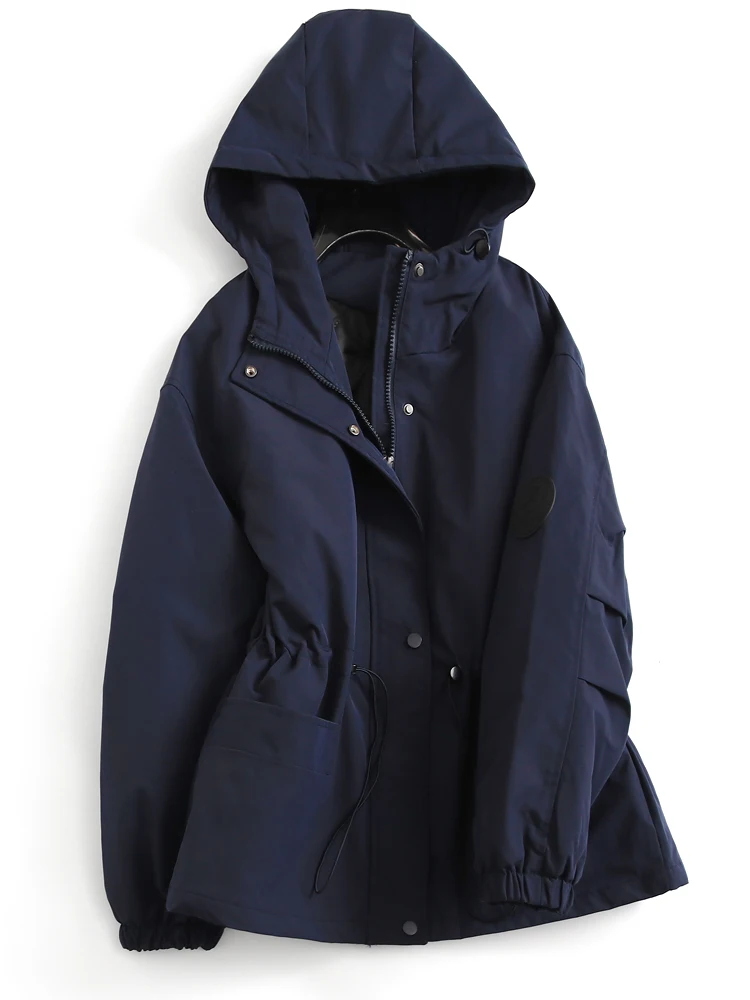 Thickened Long Sleeve Cotton Jacket Pure Color Pleated Waist In-Middle Length Zipper Closure Hooded Commuter Style Women's Coat
Thickened Long Sleeve Cotton Jacket Pure Color Pleated Waist In-Middle Length Zipper Closure Hooded Commuter Style Women's Coat