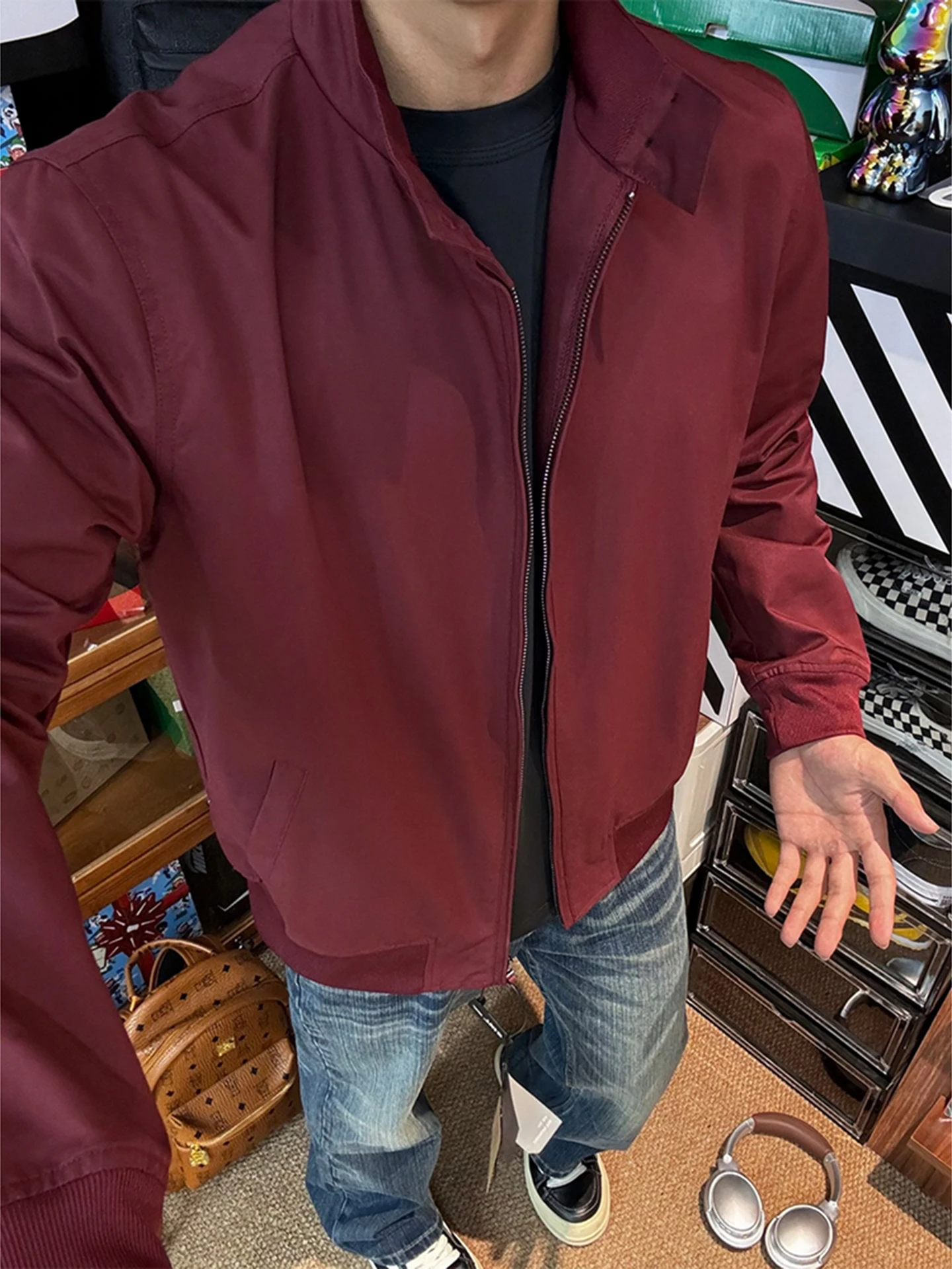 Red Stand Collar Harrington Jaet Men's ort Sle Faion Urban Outdoor Cotton Polyester Zipper Closure No Hat
Red Stand Collar Harrington Jaet Men's ort Sle Faion Urban Outdoor Cotton Polyester Zipper Closure No Hat